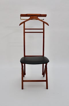 Modern Vintage Valet Coat Rack Brown Beech Brass Fratelli Reguitti 1980s Italy