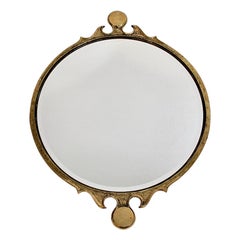 Espejo de pared vintage moderno Espejo circular de latón, años 70, Italia