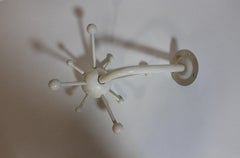 Modern Vintage White Metal Wood Wall Mounted Coat Rack Hat Rack, 1990s