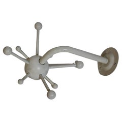 Modern Used White Metal Wood Wall Mounted Coat Rack Hat Rack, 1990s