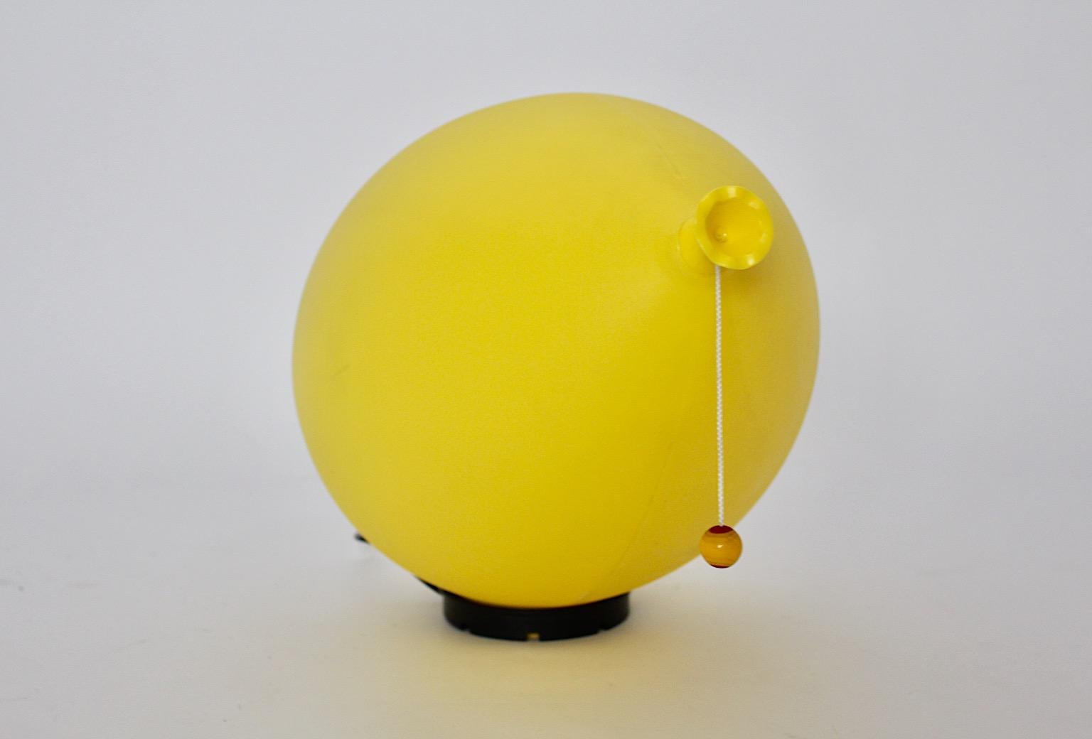 Modern Vintage Yellow Ballon Flush Mount Sconce Yves Christin 1980s Italy For Sale 1