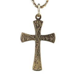 Modern Vintage Yellow Gold Cross, Hallmarked, London, 1997