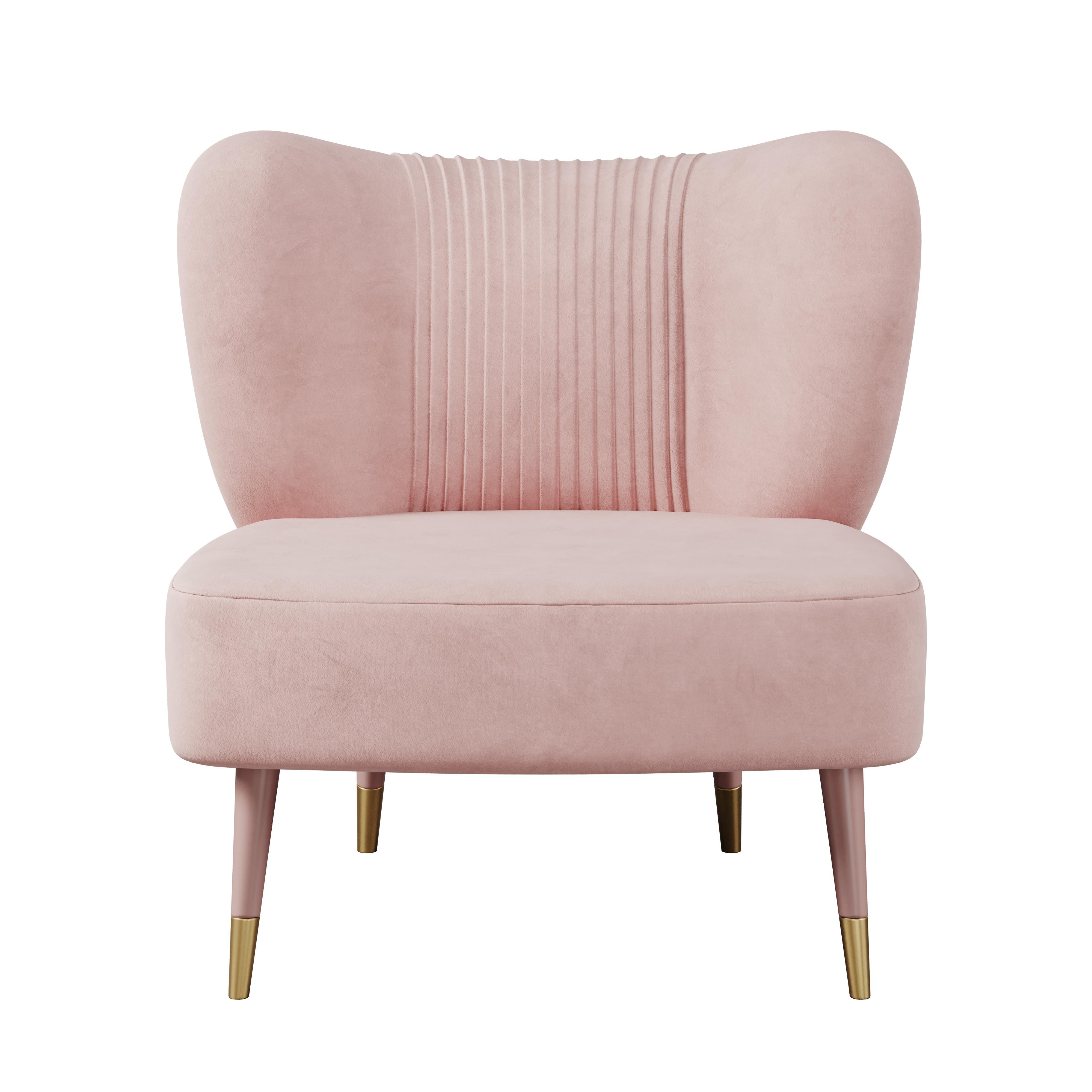Sillón moderno Visconti Algodón Terciopelo Madera de nogal Hecho en Portugal by Ottiu en venta 2