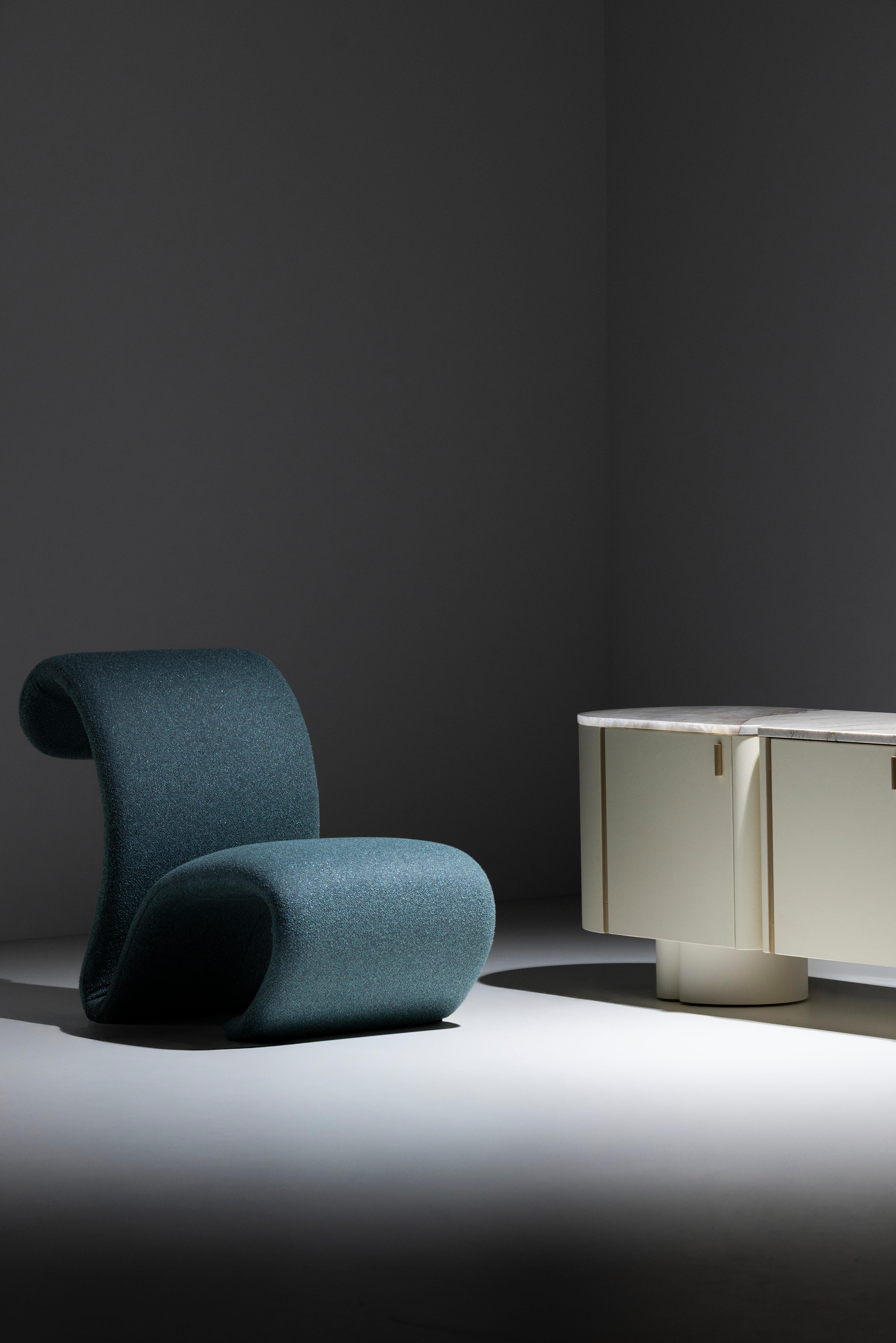 Modern Vitória Lounge Chair, Pierre Frey, Handmade in Portugal by Greenapple For Sale 6