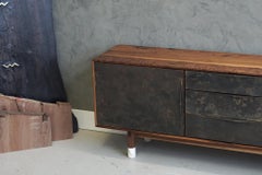 Modern Wabi Credenza in Walnut, Alabaster and Patina Brass by Ordinal Indicator
