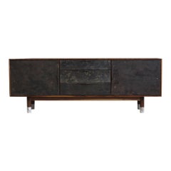 Modern Wabi Credenza in Walnut, Alabaster & Patinated Brass by Ordinal Indicator