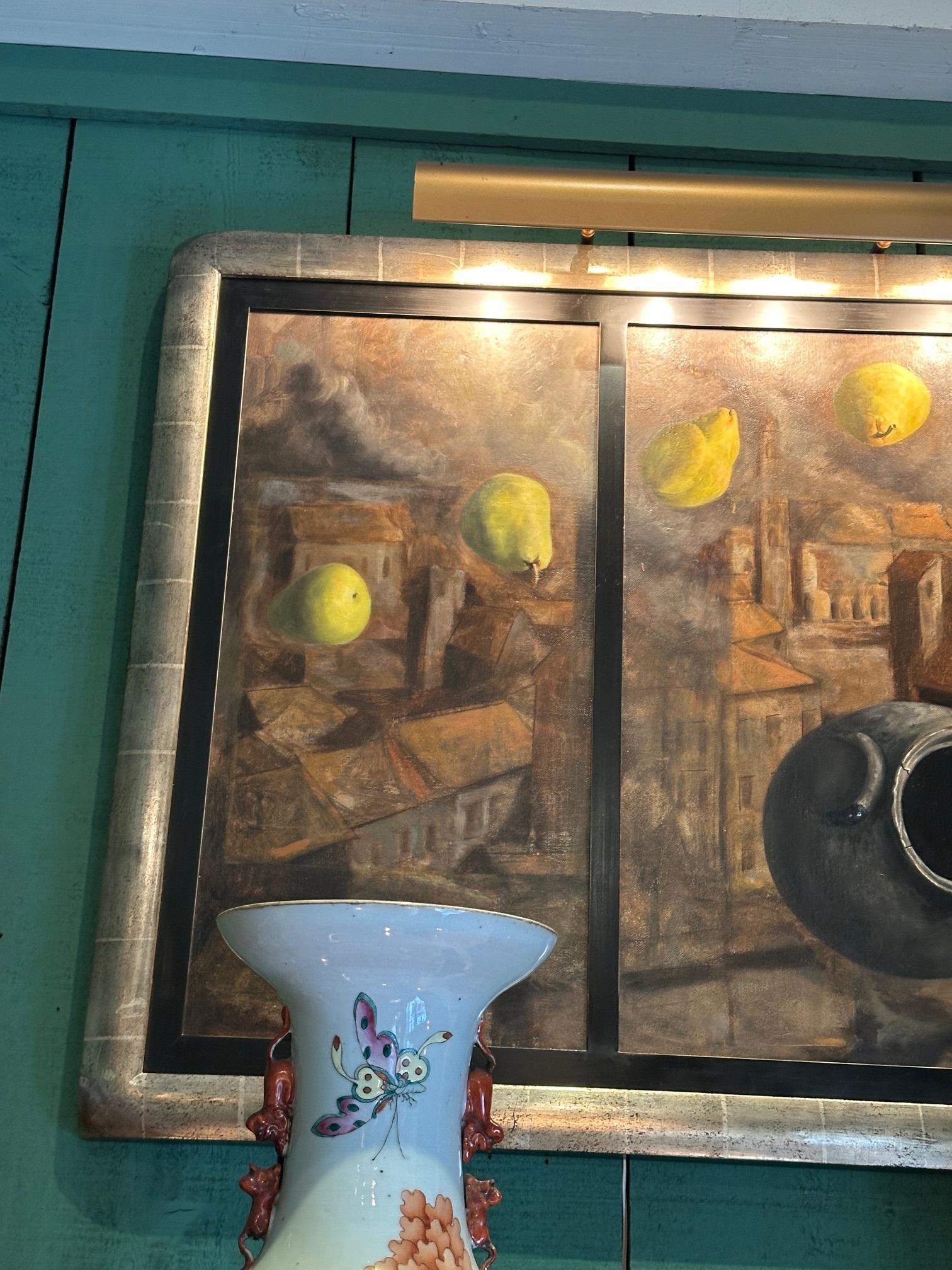 Gran Obra de Arte Moderna Enmarcada Pintura Decorativa Paisaje LA CA Galería de Arte finales del siglo XX en venta