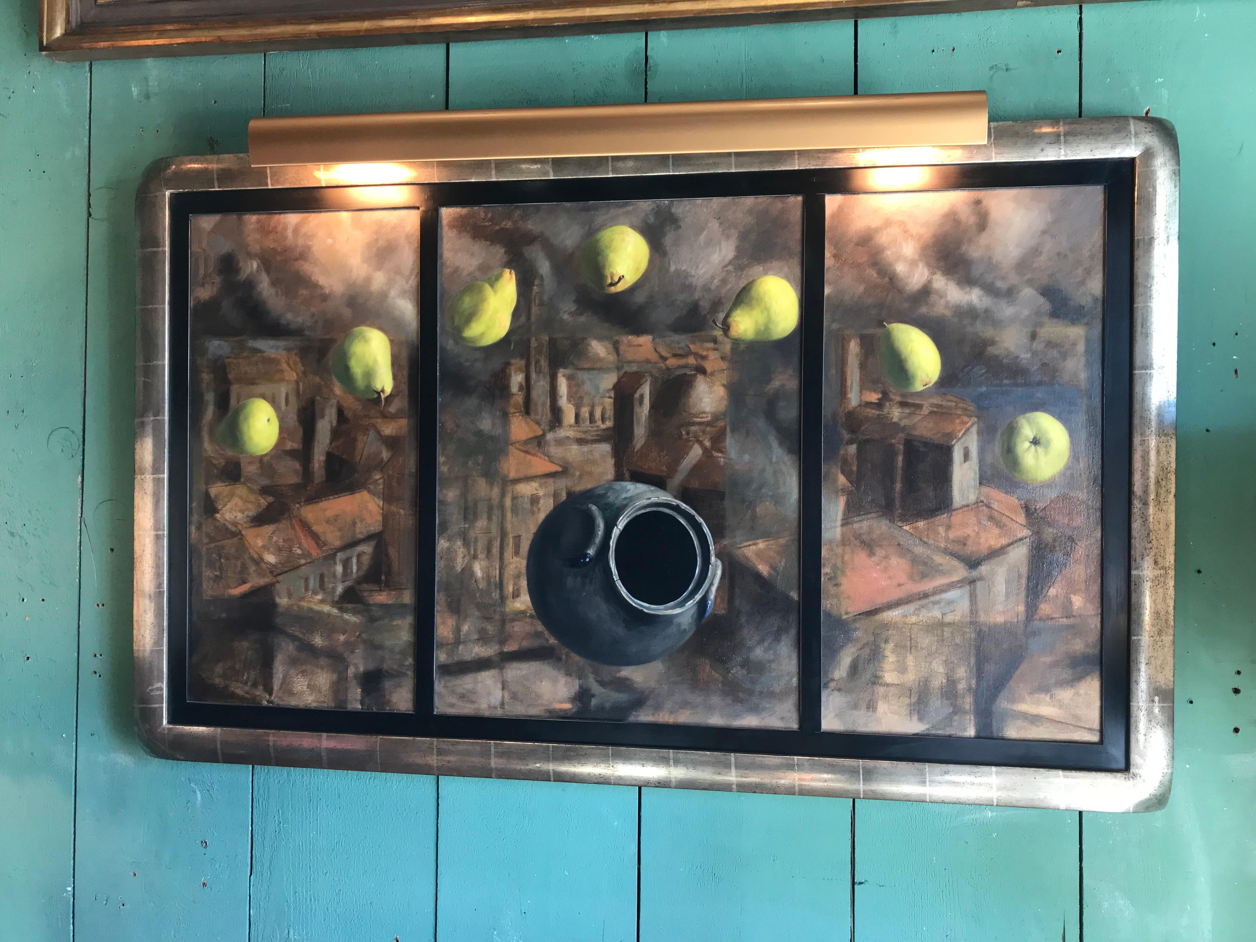 Gran Obra de Arte Moderna Enmarcada Pintura Decorativa Paisaje LA CA Galería de Arte en venta 1