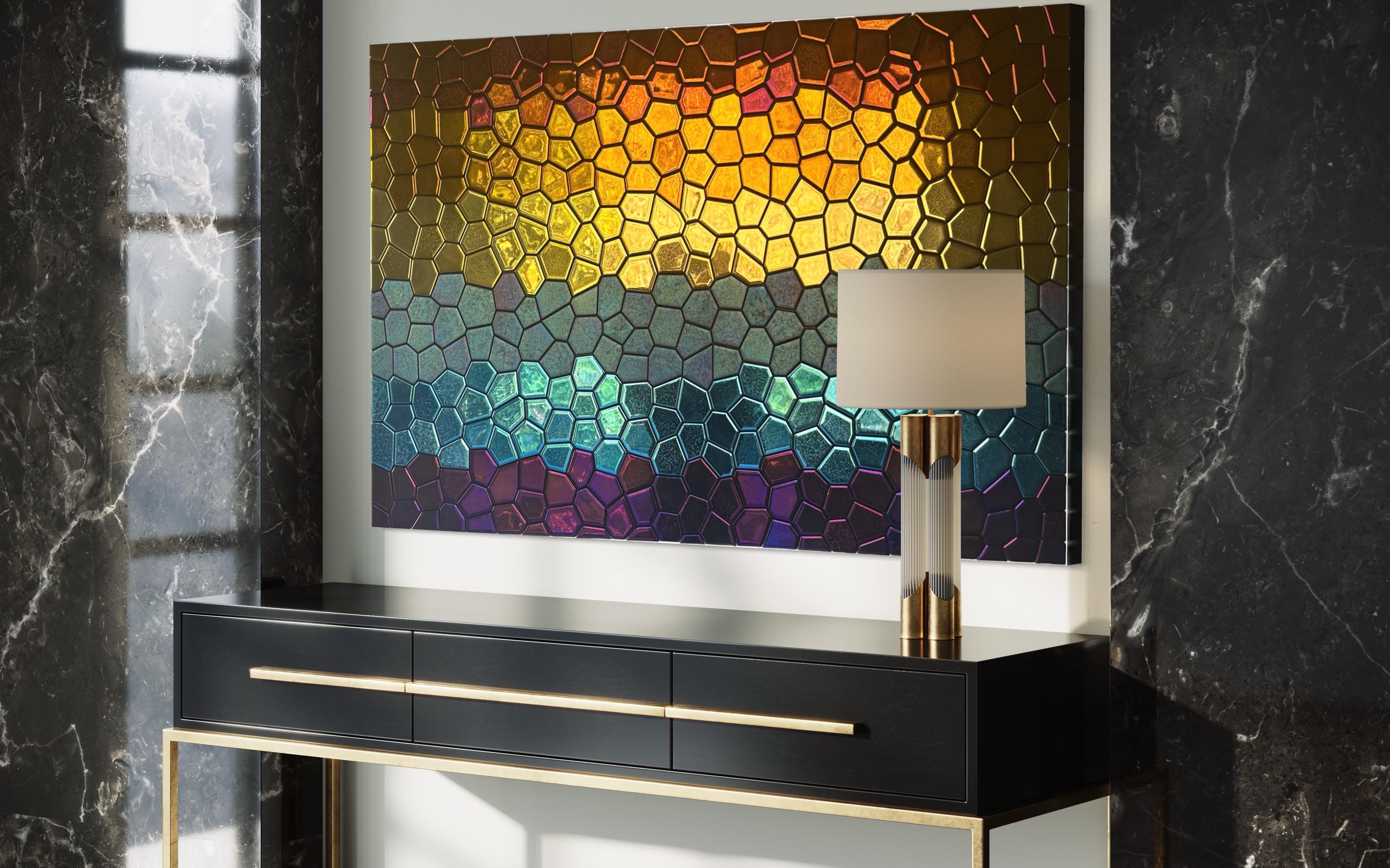 Modernes Wanddekor Color Fusion Polygonales Mosaik (Handgefertigt) im Angebot