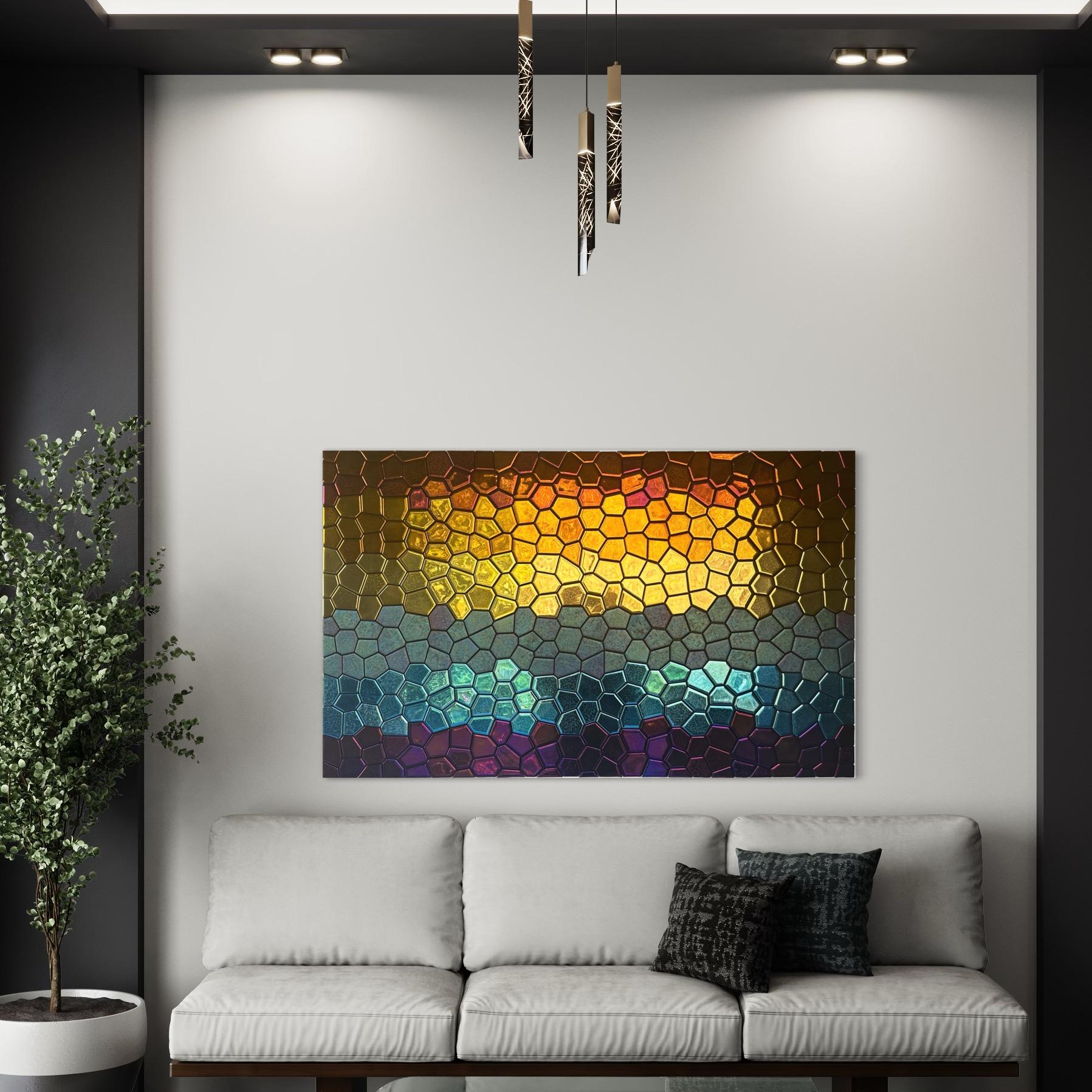 Modernes Wanddekor Color Fusion Polygonales Mosaik im Zustand „Neu“ im Angebot in West Hollywood, CA