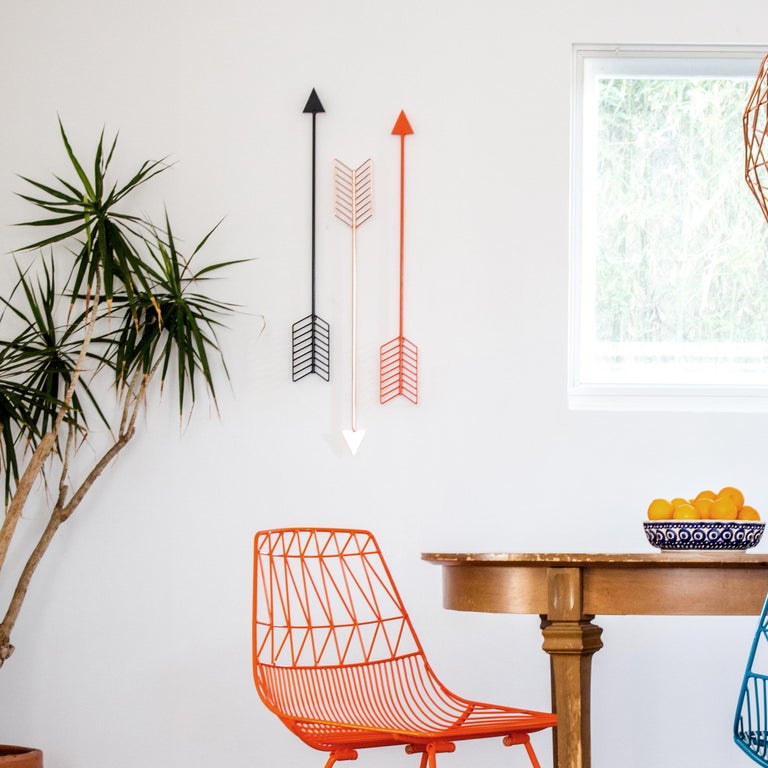 Plated Modern Wall Decor, the Wall Arrow by Bend Goods, Orange For Sale