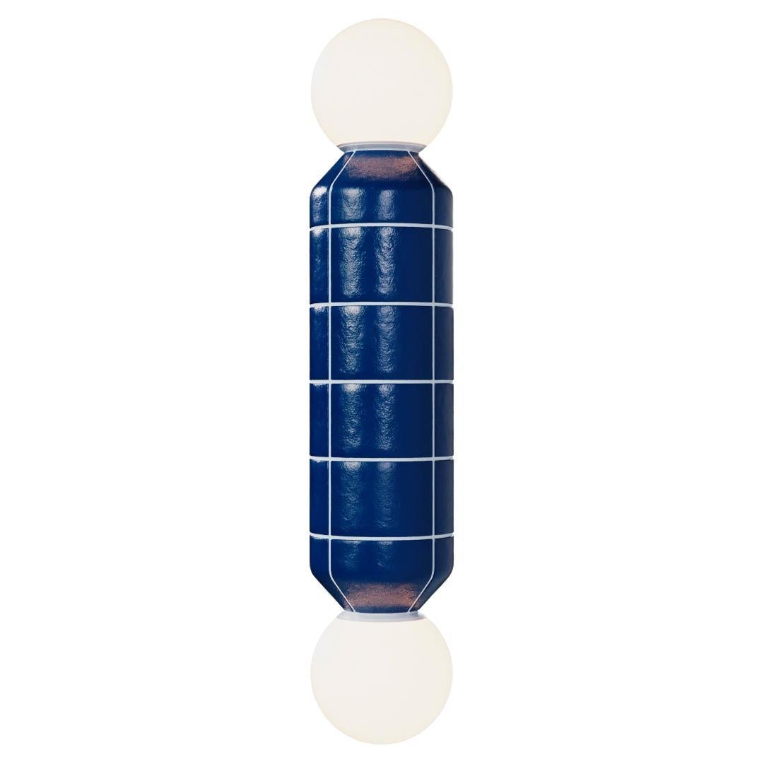 Modern Wall Light with Ceramic Base Blue Handcrafted For Sale