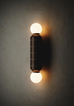 Modern Wall Light with Ceramic Base Brown Handcrafted