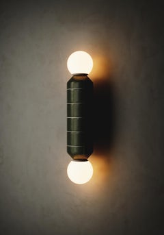 Modern Wall Light with Ceramic Base Green Handcrafted