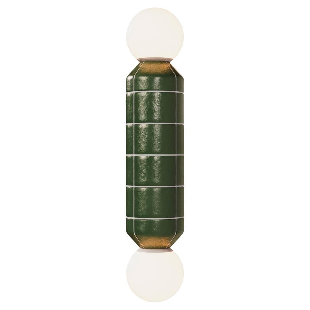 Modern Wall Light with Ceramic Base Green Handcrafted