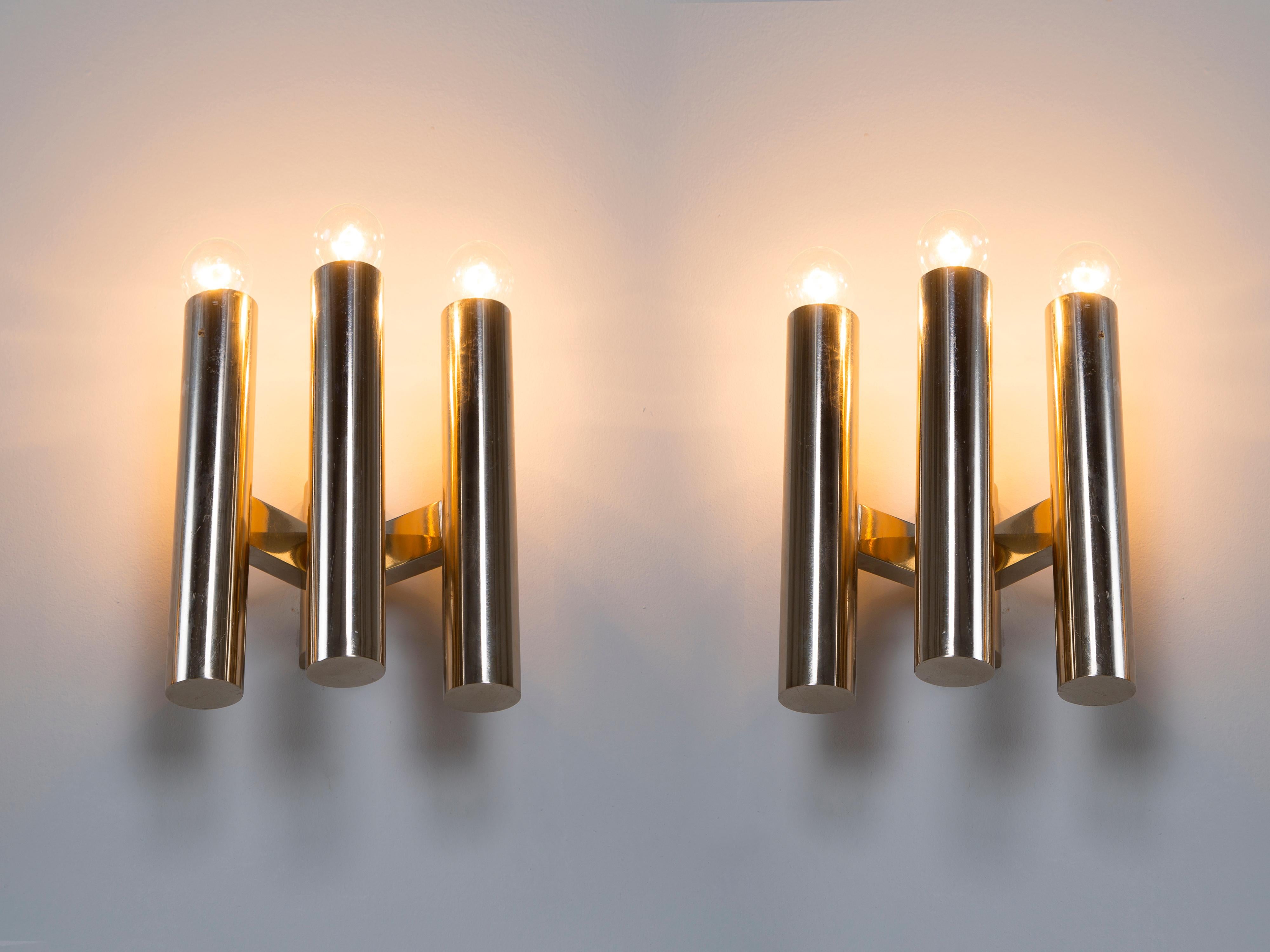 Modern Wall Lights with Tubes in Chrome  In Good Condition For Sale In Waalwijk, NL