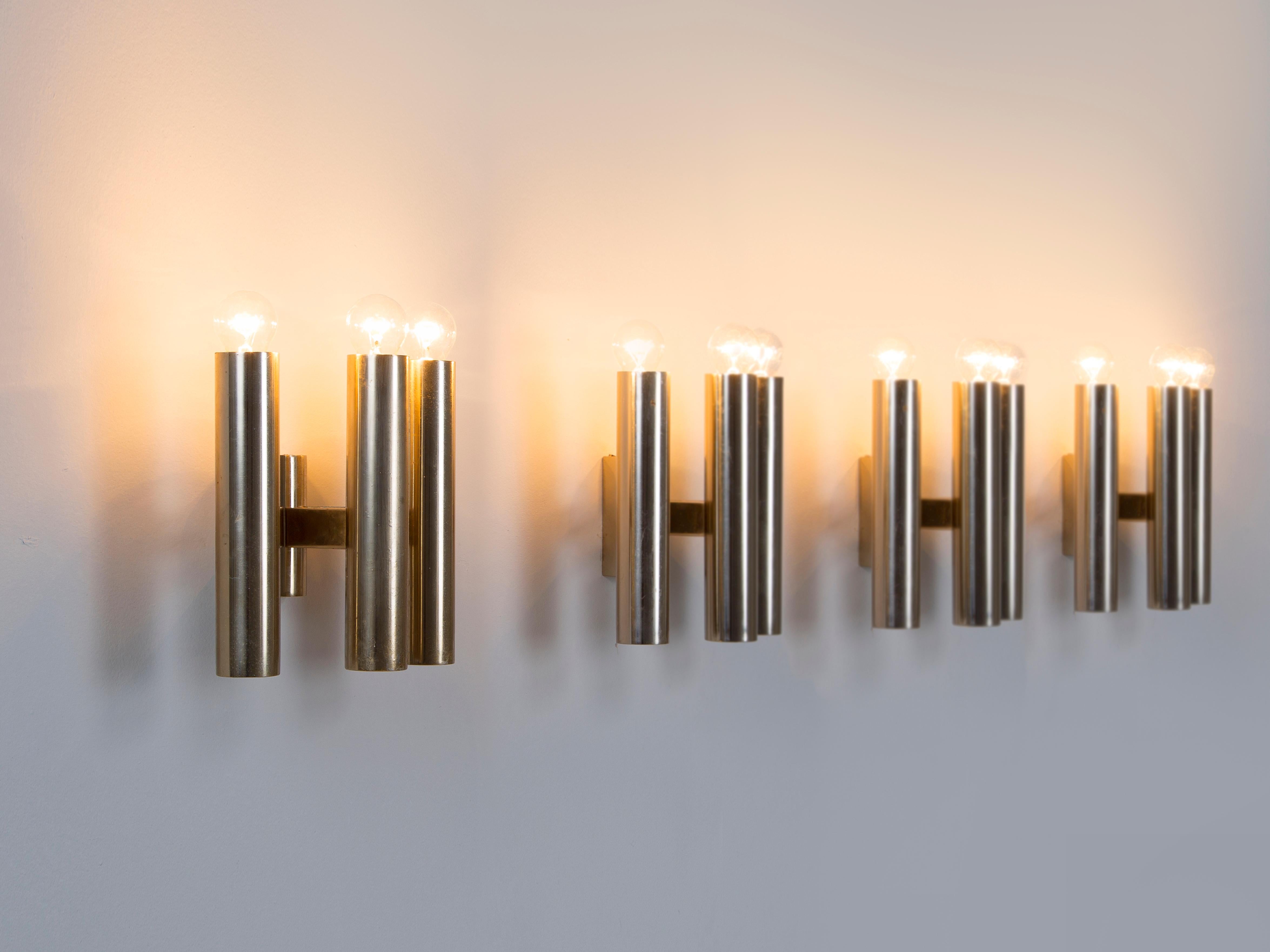 Late 20th Century Modern Wall Lights with Tubes in Chrome  For Sale