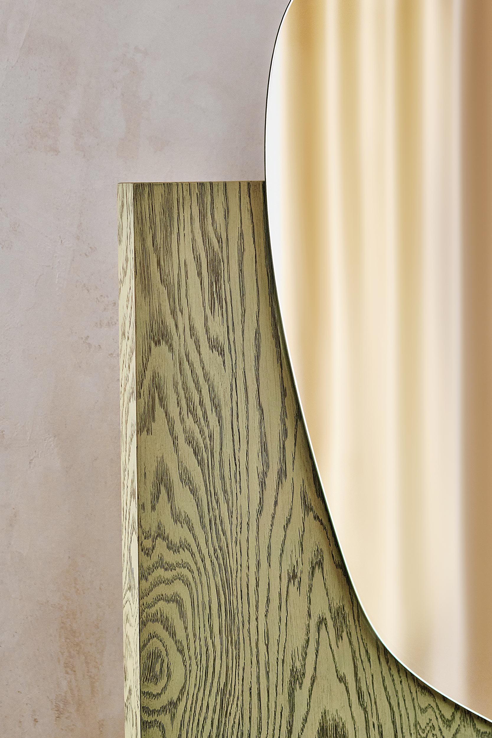 Modern Wall Mirror 'Lake 1' by Noom, Green Veneered Wood In New Condition For Sale In Paris, FR