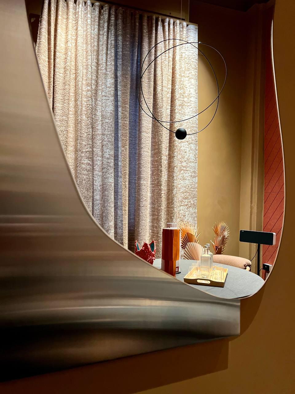 Modern Wall Mirror Lake 1 by Noom in Ettore Sottsass ALPI Wood Veneer 3