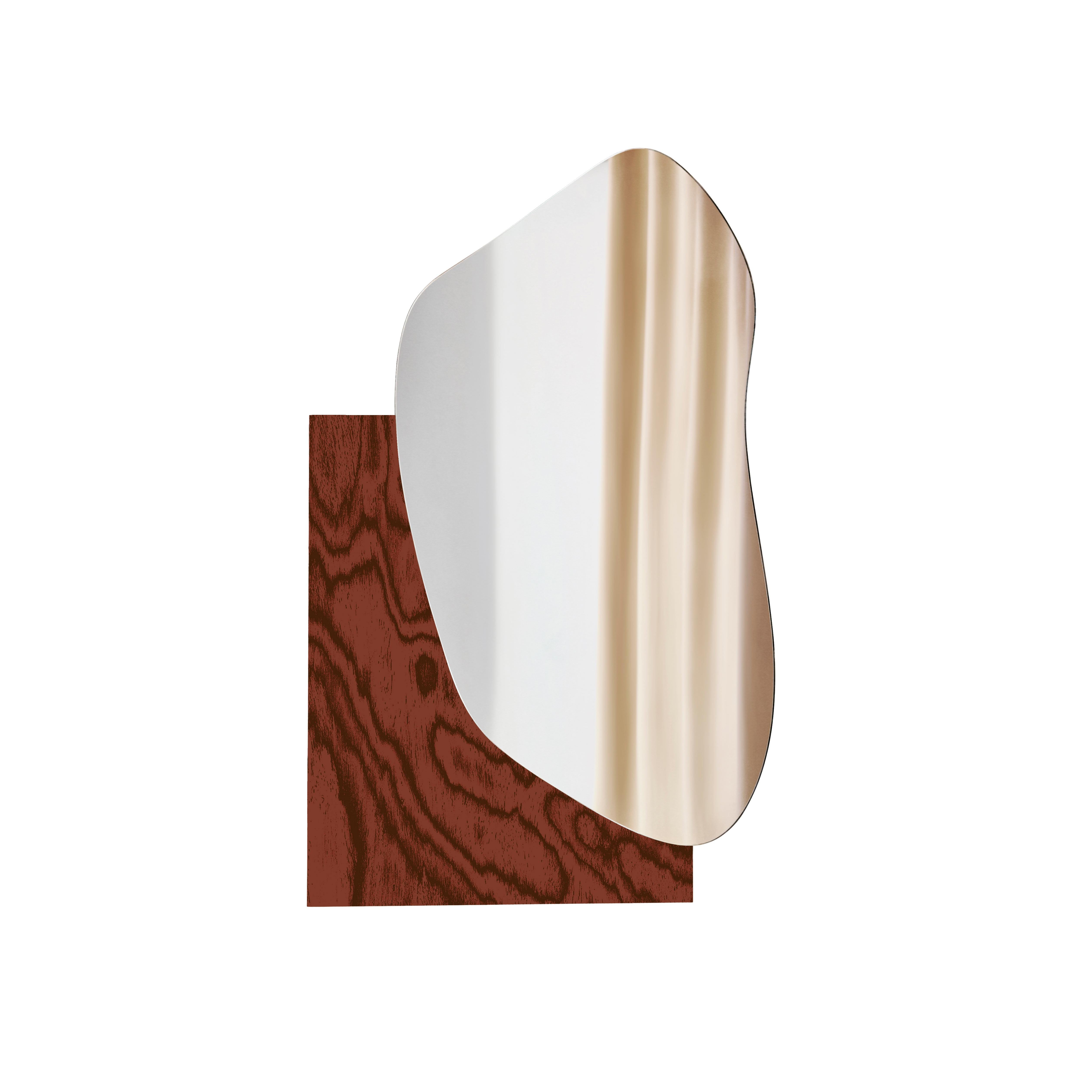 Modern Wall Mirror Lake 1 by Noom in Ettore Sottsass ALPI Wood Veneer In New Condition In Paris, FR