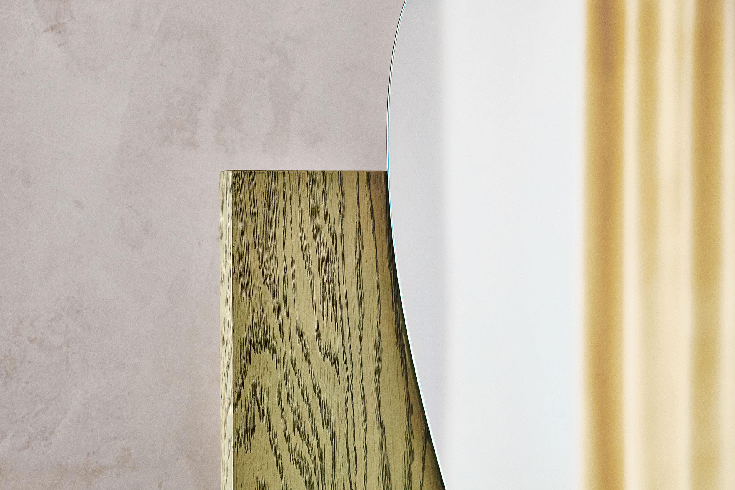 Modern Wall Mirror Lake 1 by Noom with Veneered wood Base For Sale 3