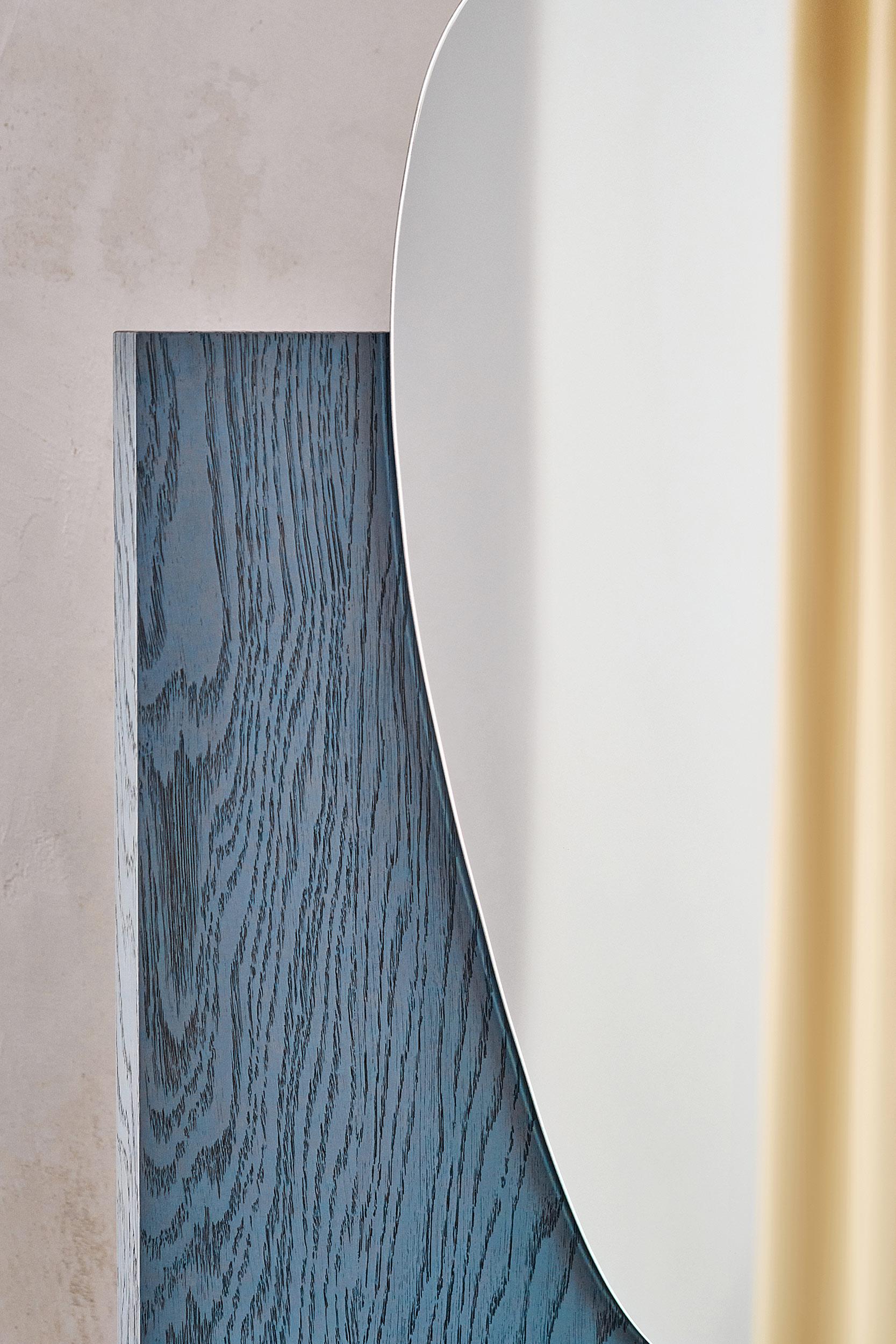 Modern Wall Mirror Lake 1 by Noom with Veneered wood Base In New Condition For Sale In Paris, FR