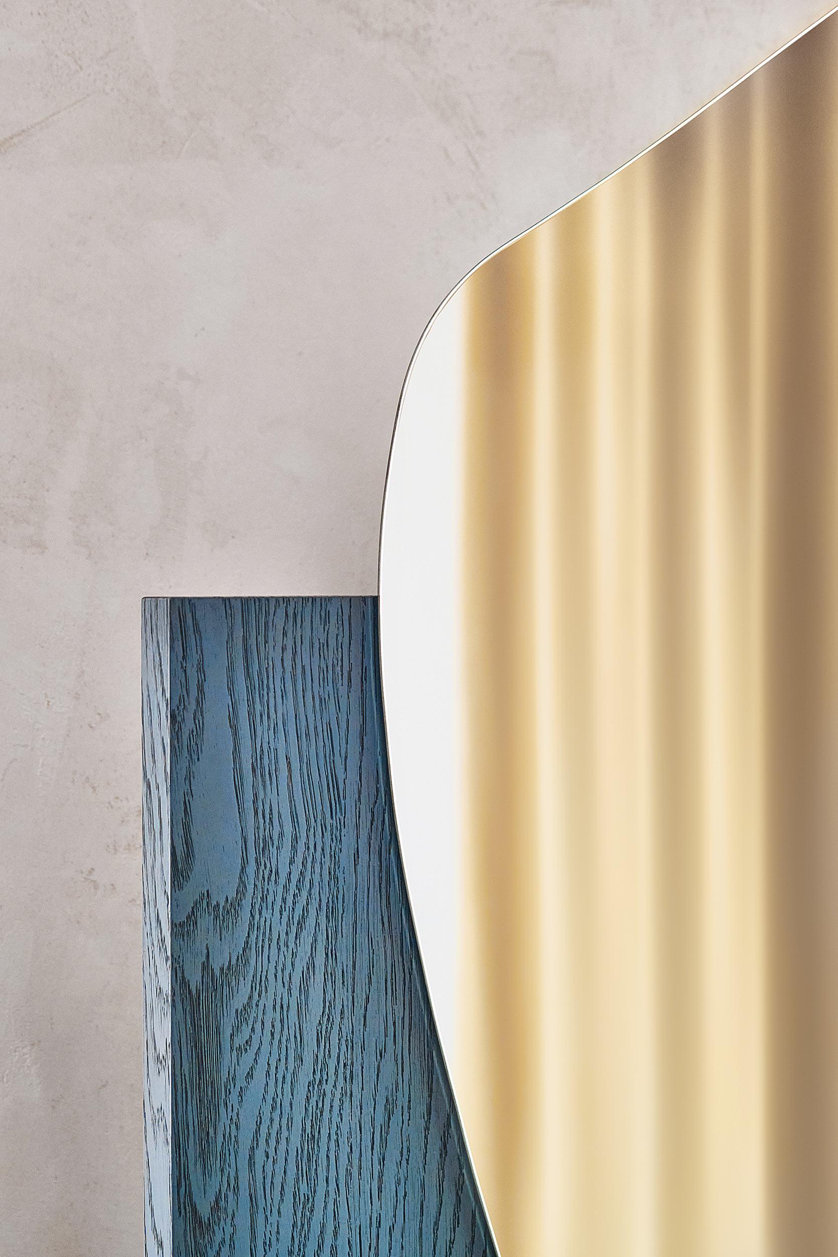 Modern Wall Mirror Lake 1 by Noom with Veneered wood Base For Sale 1