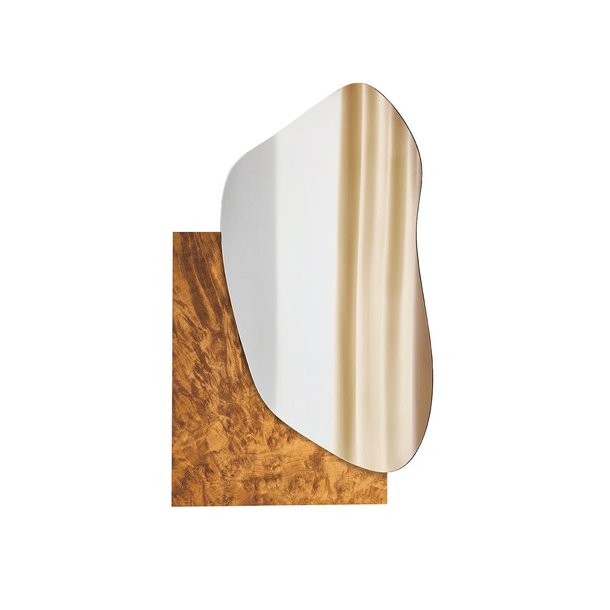 Painted Modern Wall Mirror Lake 1 by Noom with White Marble Statuario Base