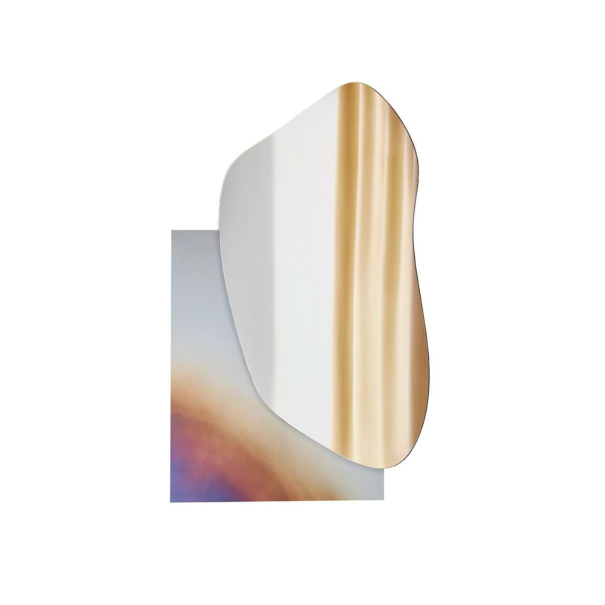 Contemporary Modern Wall Mirror Lake 1 by Noom with White Marble Statuario Base For Sale