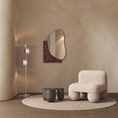 Modern Wall Mirror Lake 1 in Ettore Sottsass ALPI Red Wood Veneer by Noom