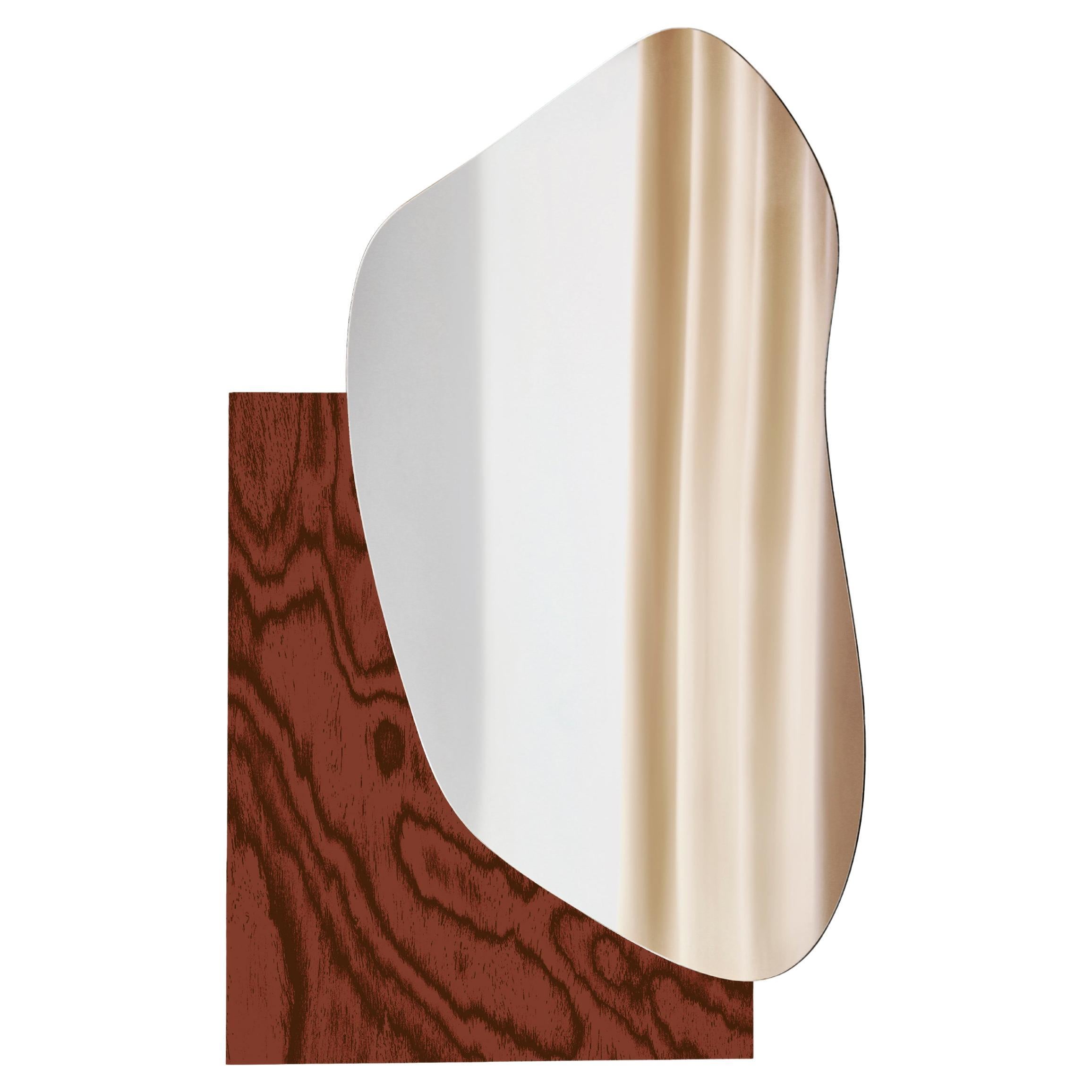 Espejo de pared moderno Lake 1 en chapa de madera de Ettore Sottsass ALPI by Noom en venta