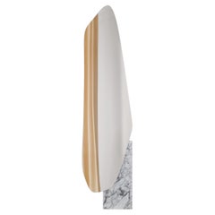 Modern Wall Mirror 'Lake 2' by Noom, White Marble