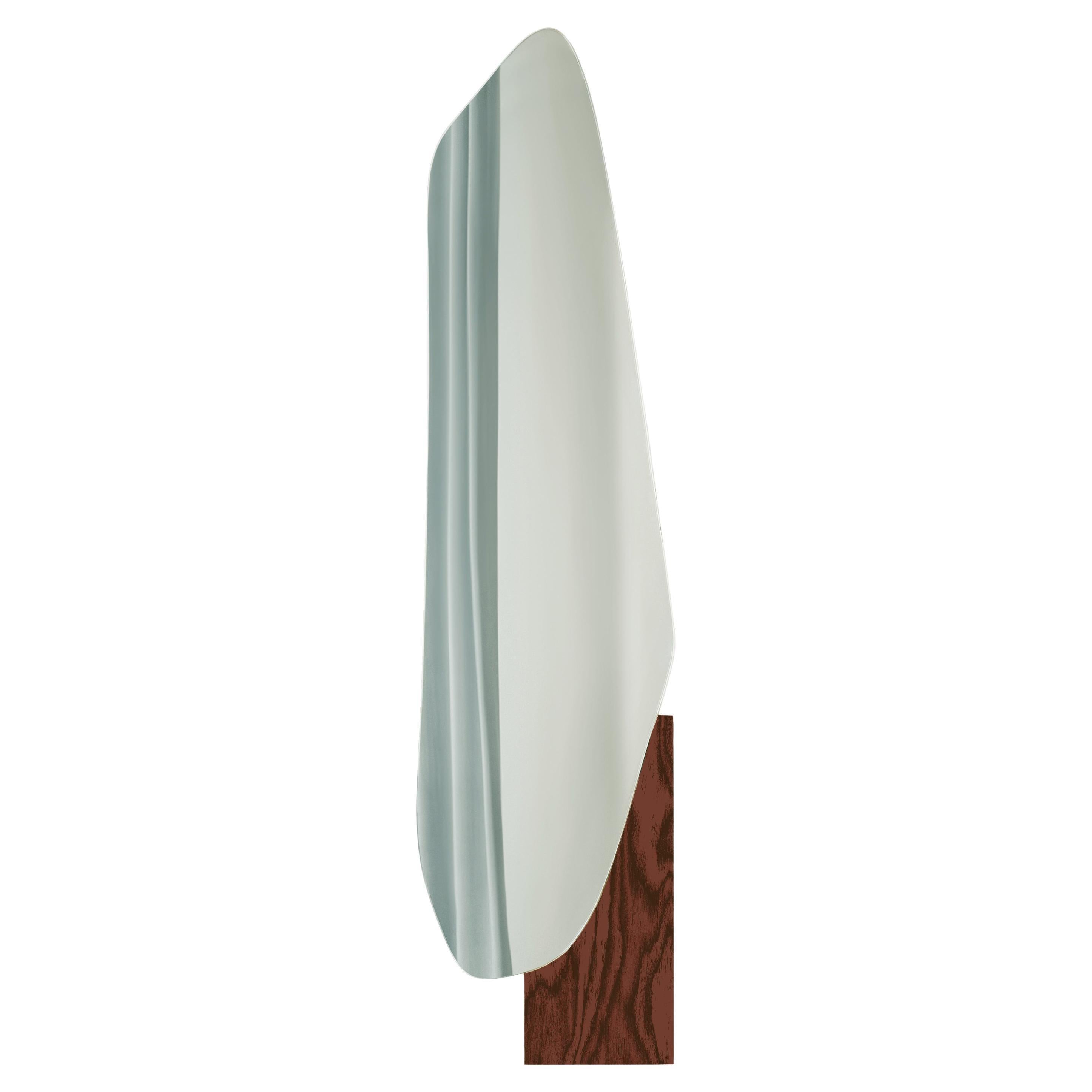 Modern Wall Mirror Lake 2 in Ettore Sottsass ALPI Wood Veneer by NOOM