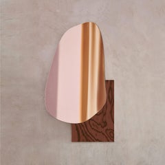 Modern Wall Mirror Lake 3 in Ettore Sottsass ALPI Orange Wood Veneer by Noom