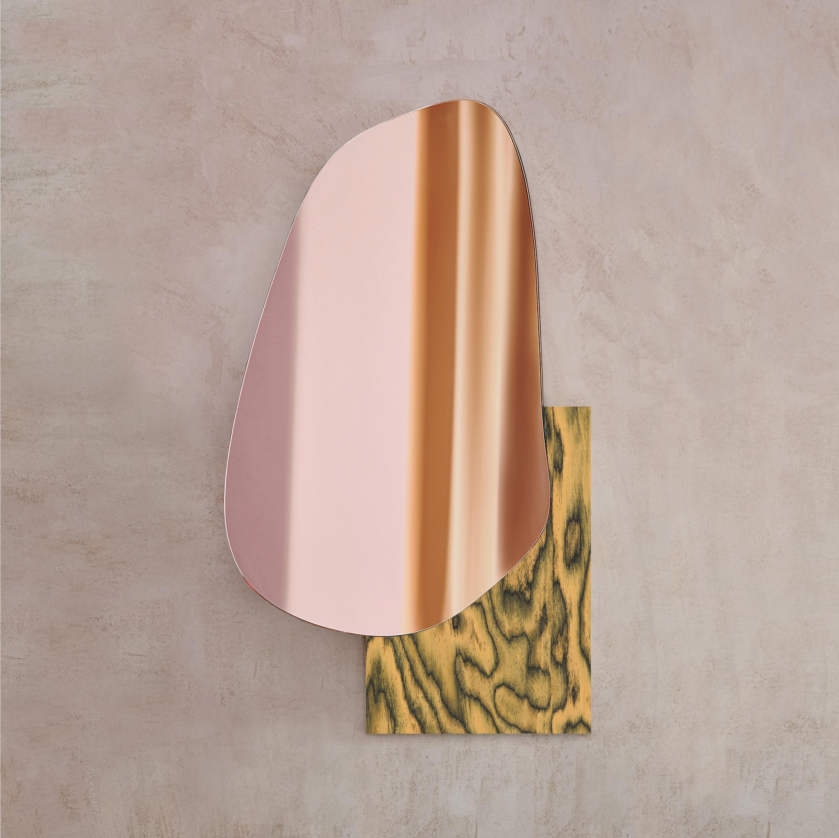 Ukrainien Miroir mural Lake 3 en placage de bois Ettore Sottsass ALPI par Noom en vente