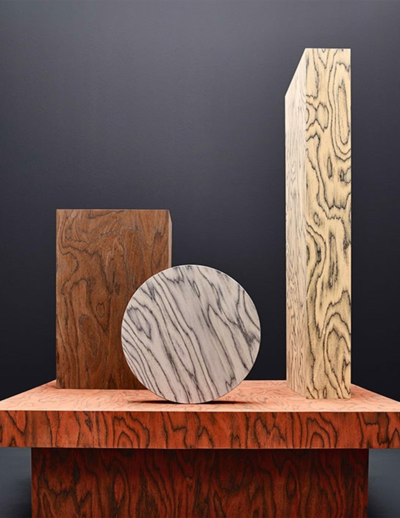 Modern Wall Mirror Lake 4 by Noom in Ettore Sottsass ALPI Wood Veneer 1