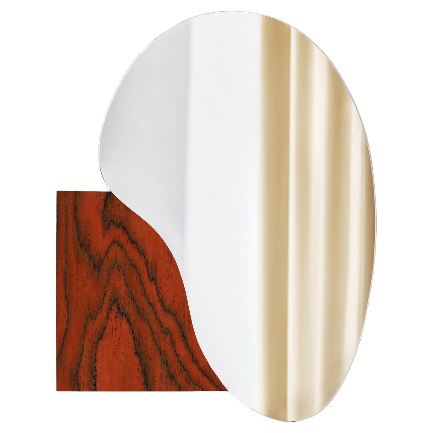 Modern Wall Mirror Lake 4 by Noom in Ettore Sottsass ALPI Wood Veneer