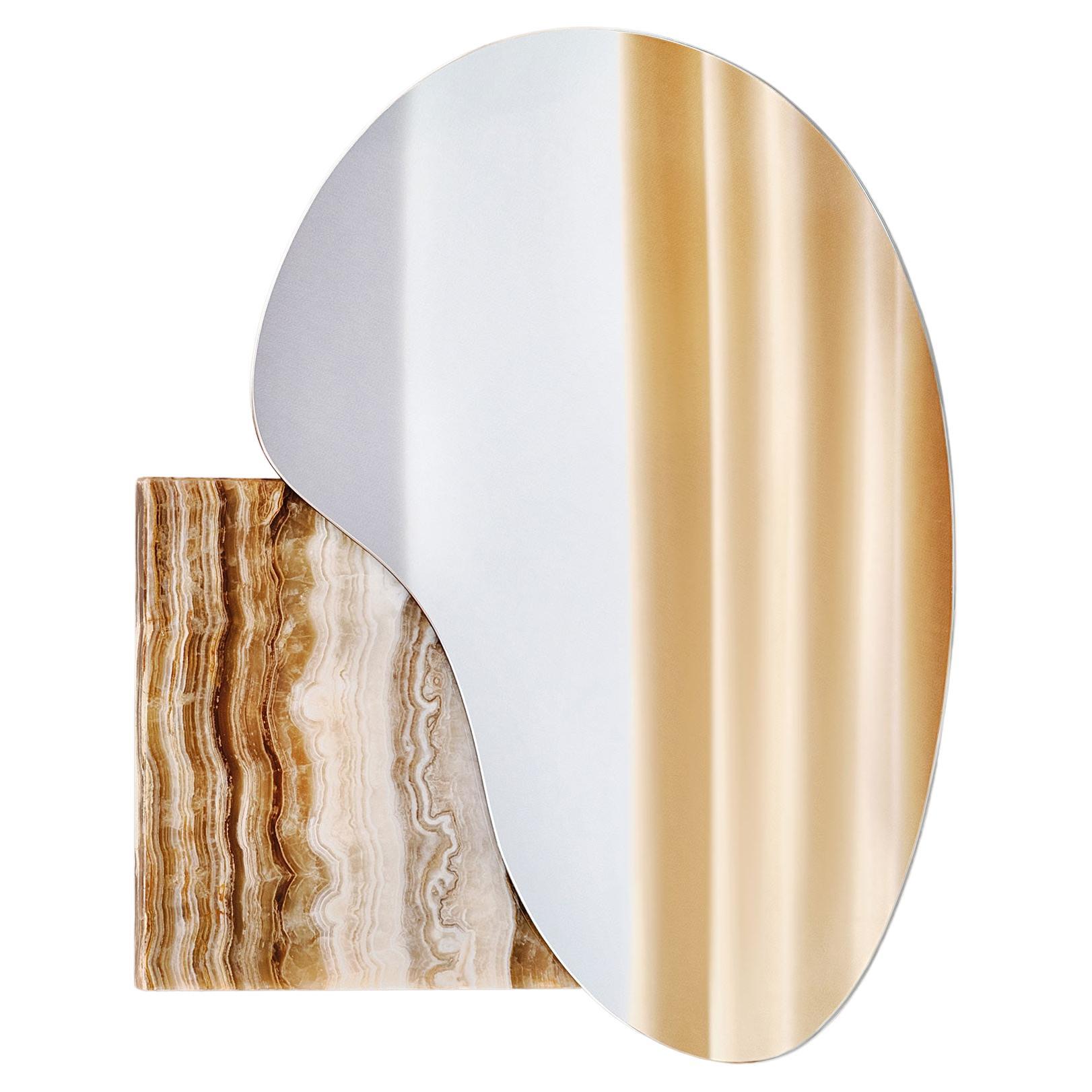 Contemporary Wall Mirror 'Lake 4' by Noom, Onyx Stone For Sale