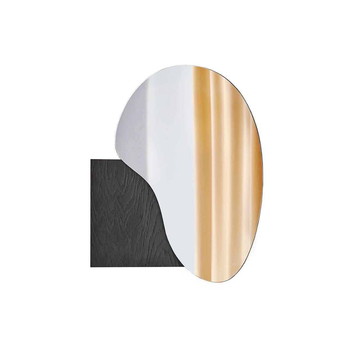 Modern Wall Mirror Lake 4 by Noom with Brushed Brass Base 7