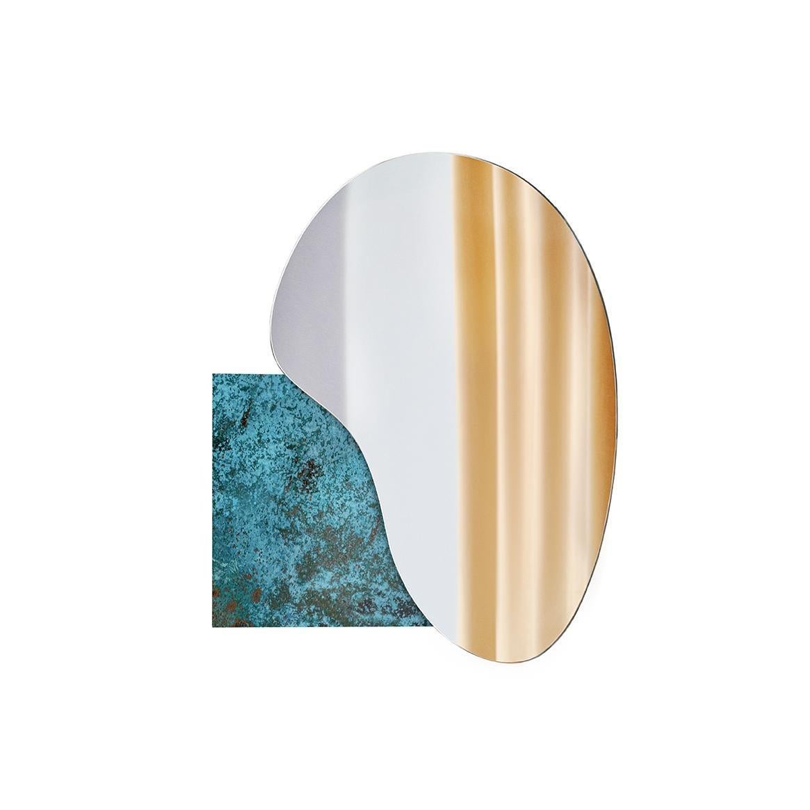 Modern Wall Mirror Lake 4 by Noom with Burned Steel Base For Sale 10