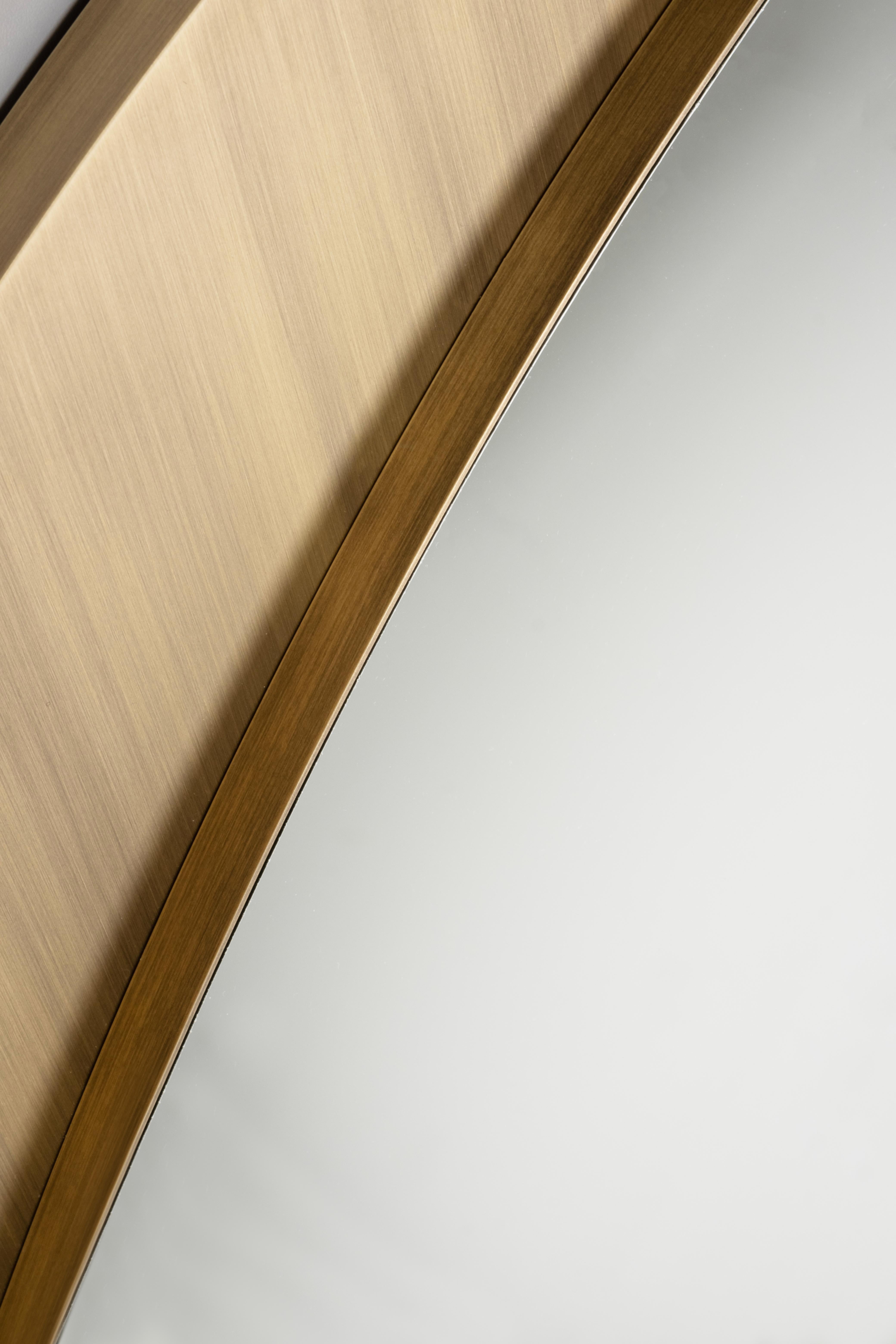 Miroir mural Culatra moderne du milieu du siècle, laiton oxydé, fabriqué à la main par Greenapple en vente 6