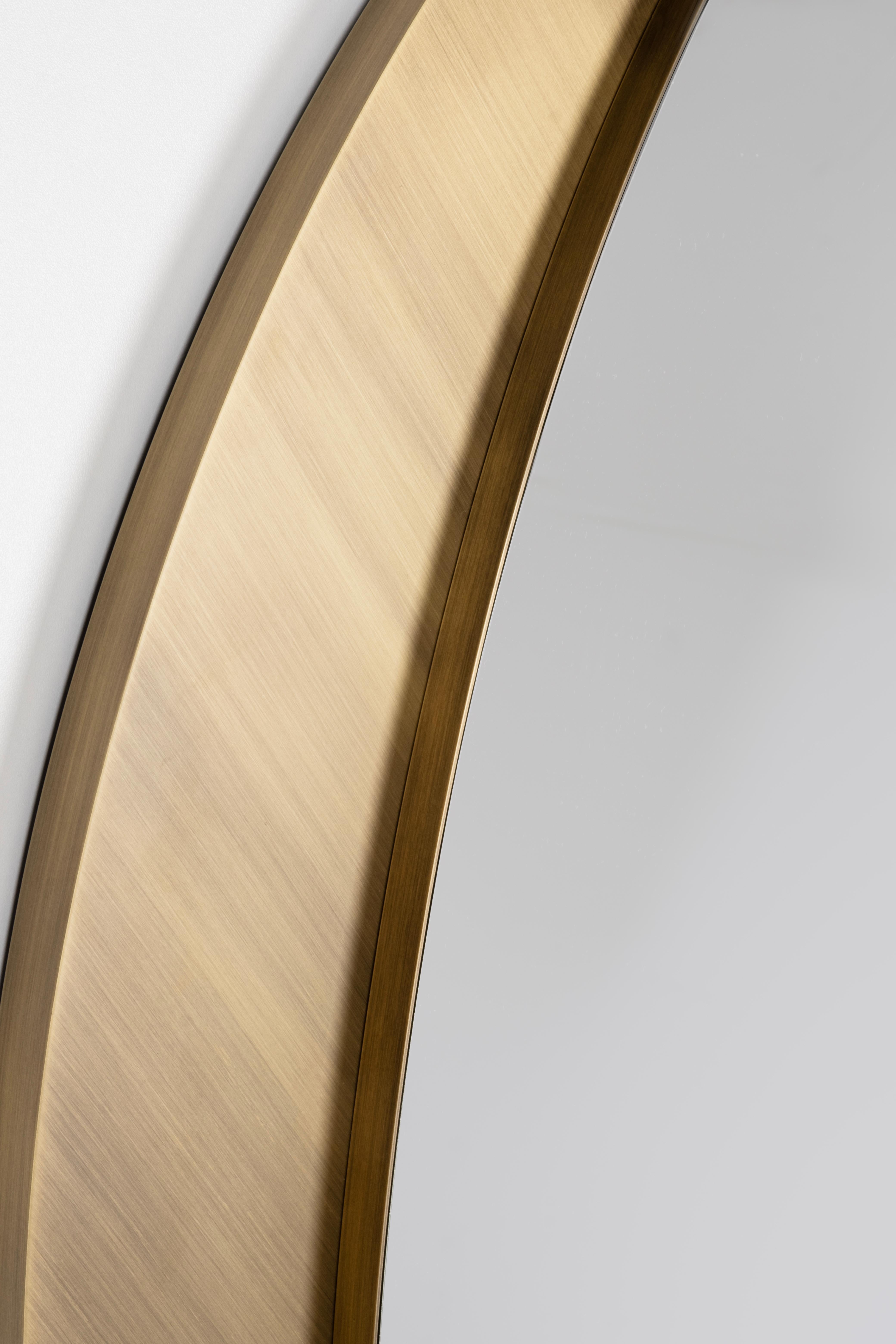 Miroir mural Culatra moderne du milieu du siècle, laiton oxydé, fabriqué à la main par Greenapple en vente 7