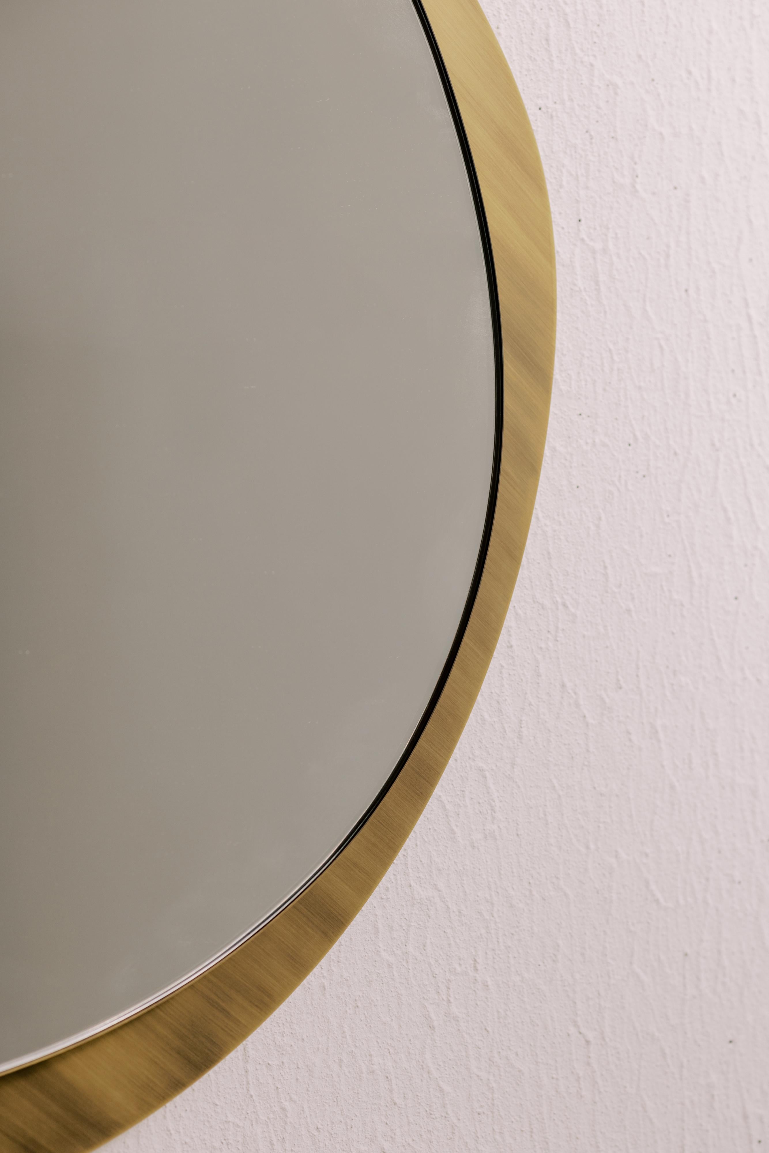 Miroir mural Culatra moderne du milieu du siècle, laiton oxydé, fabriqué à la main par Greenapple en vente 4
