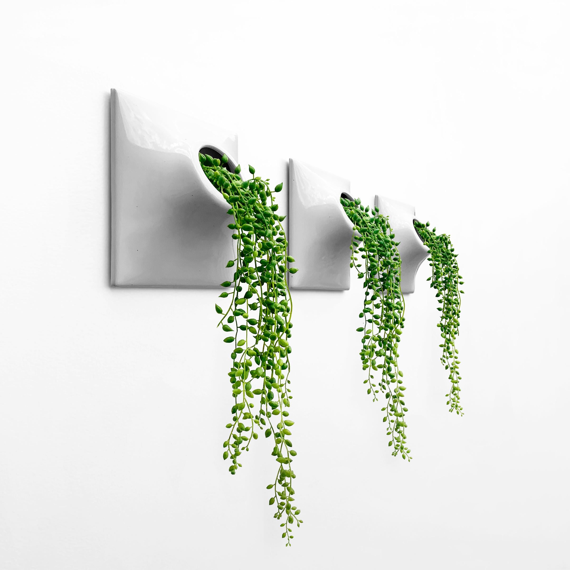 Modern Gray Wall Planter Set, Plant Wall Art, Wall Sculpture, Node 9