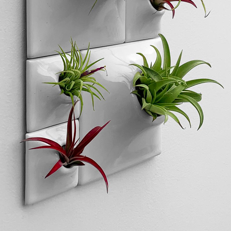 Contemporary Modern Gray Wall Planter Set, Biophilic Wall Sculpture, Moss Wall Art, Node BR3L For Sale