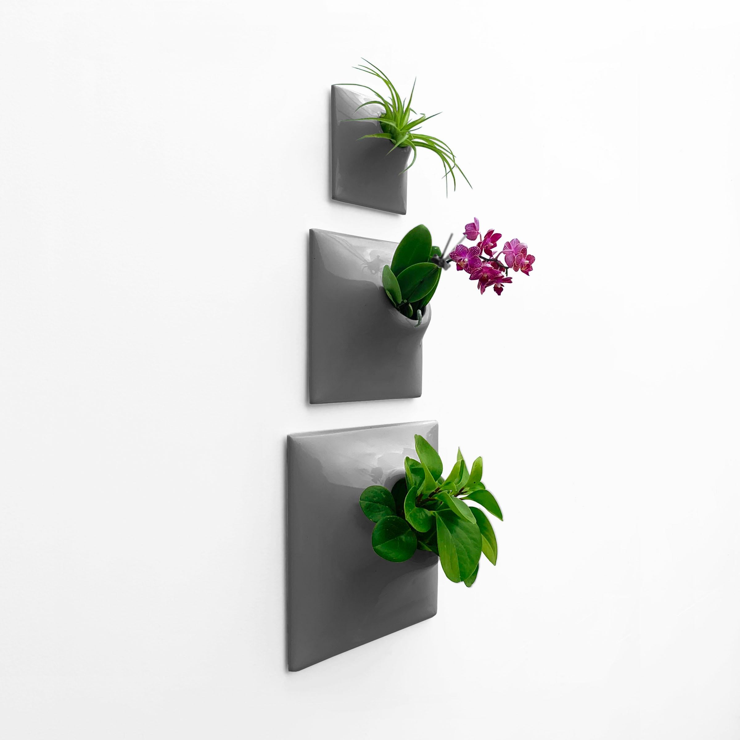 Glazed Modern Wall Planter Set, Plant Wall Art, Vertical Garden, Wall Decor, Node TP For Sale