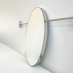 Modern Wall to Wall Oval Mirror with Minimalist Stainless Steel Frame