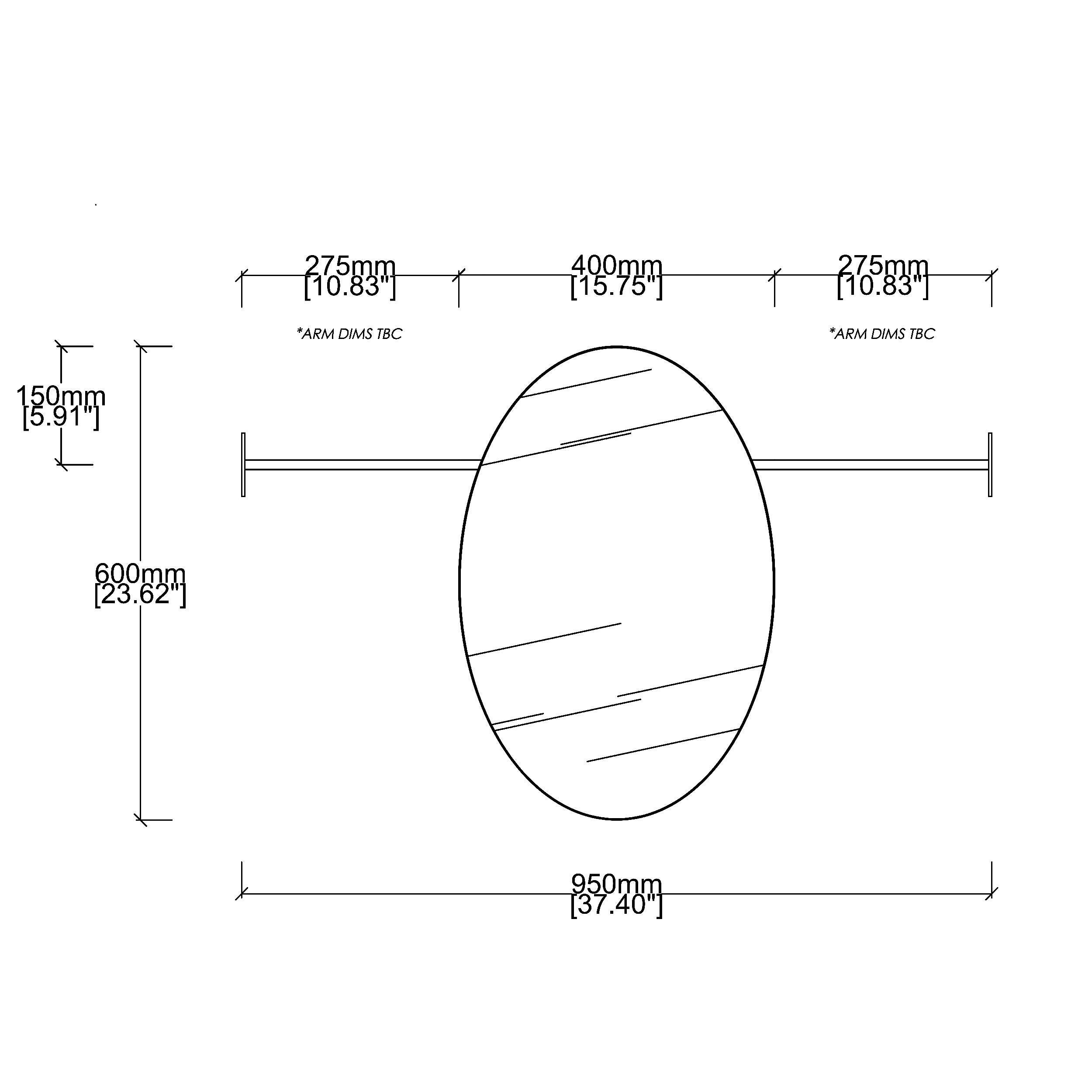 Modern Wall to Wall Oval Mirror with Minimalist Stainless Steel Frame For Sale 1