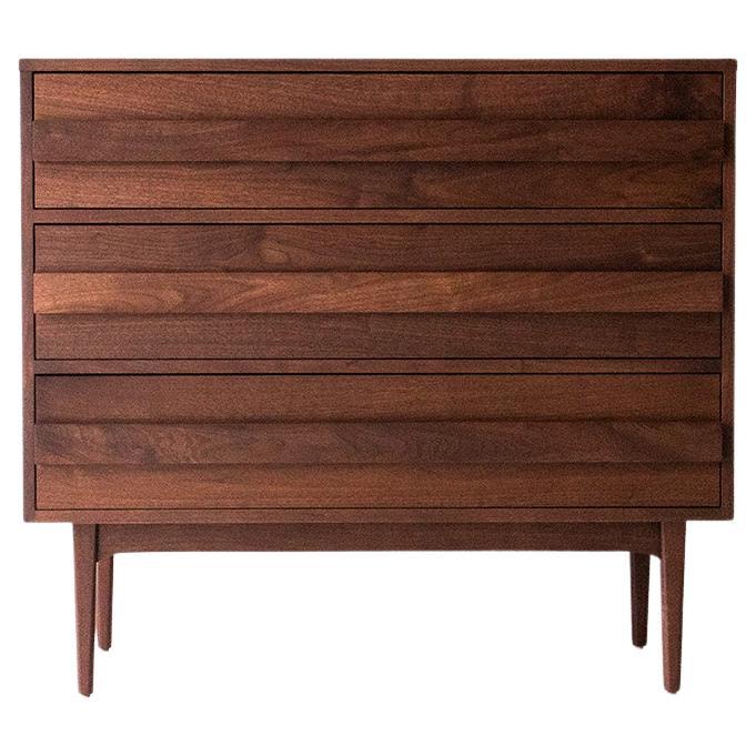 Modern Walnut 3-Drawer Dresser