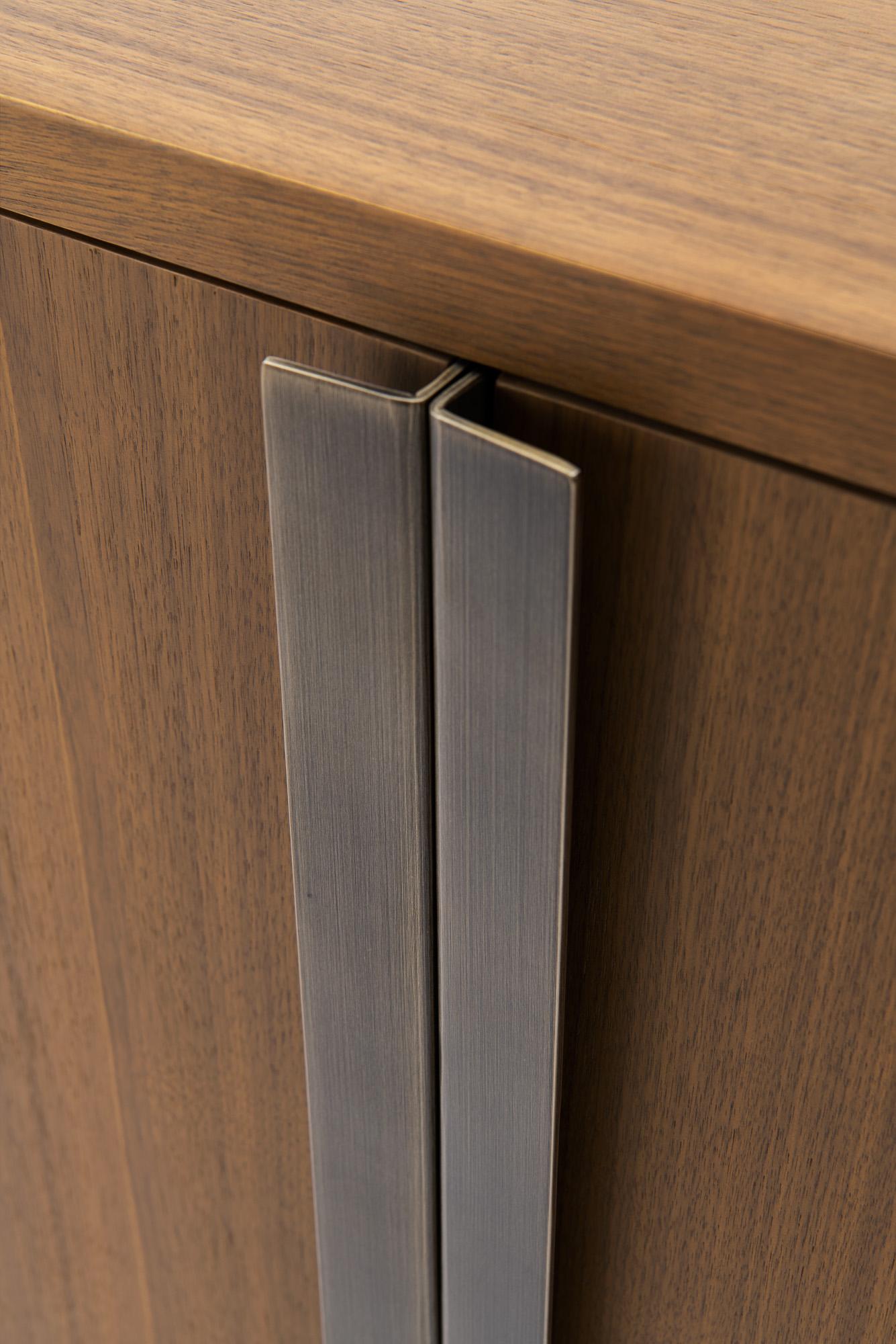 Modern Walnut and Bronze Buffet Designed by Greg Sheres; 